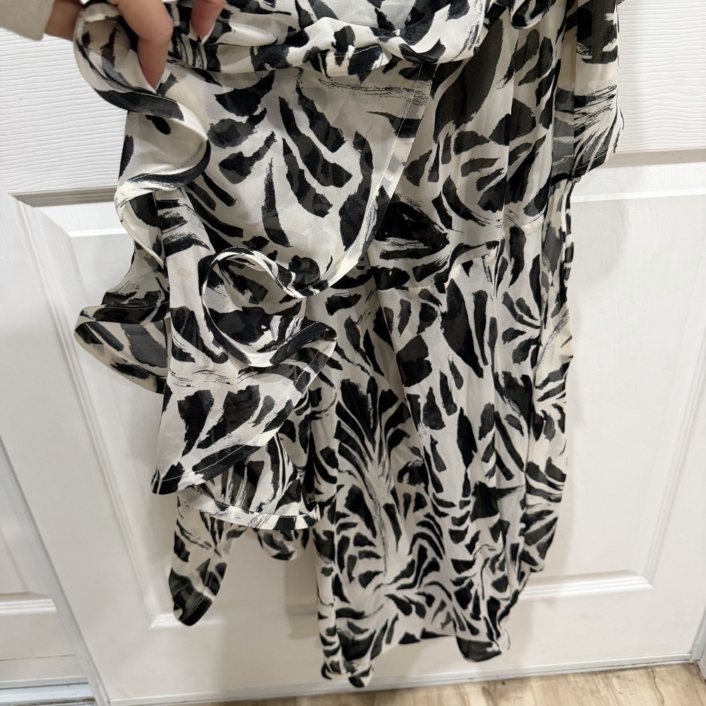 Target x Alexis Botanical One Shoulder Black White‎ Ruffle Asymmetrical Dresse M - Picture 10 of 11